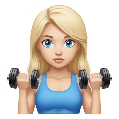blonde gym girl with dumbells blue eyes sticker
