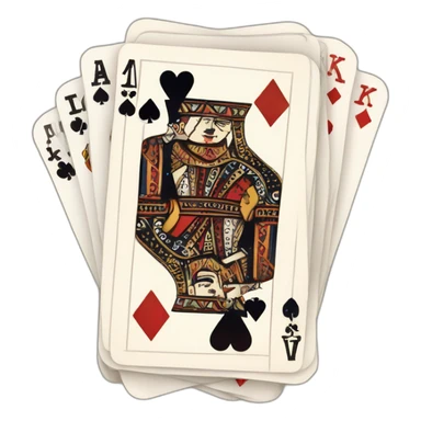 a hand of cards with an ace of diamonds, king of clubs, queen of hearts, and jack of spades sticker