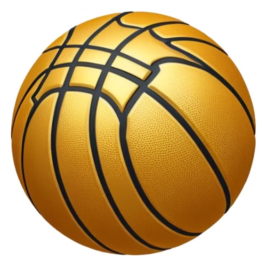 basketball with luxury gold metallic surface instead of orange, black lines pattern of a basketball sticker
