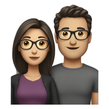 Caucasian couple with dark hair woman with glasses sticker