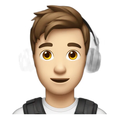 gamer skinny brown hair school boy in gaming headphones sticker