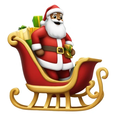 Santa's sleigh side profile with presents in the back and santa sat holding the reigns  sticker