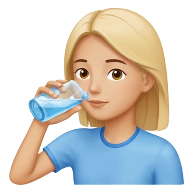 Emoji of a person drinking water, healthy and refreshing feeling, simple flat emoji style, bright colors, clean lines, no text, transparent background. sticker