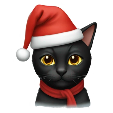 Black cat with Santa hat sticker