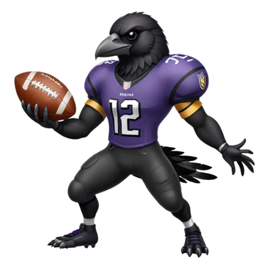 raven in football gear holding a football sticker