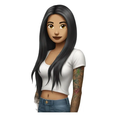 tattooed woman very attractive long hair sticker