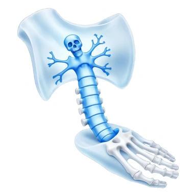 3D render of Broken Bone Cast, X-Ray imaging aesthetic, translucent materials showing internal structure, white plaster cast with a blue ghost overlay showing the break, medical scan style, emoji style, isolated on white background --v 6.0. sticker
