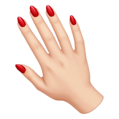A woman's hand with red nail polish sticker