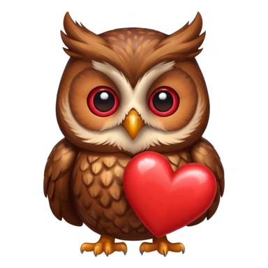 Owl holding several hearts sticker