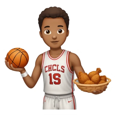 black person playing basketball with a piece of fried chicken sticker
