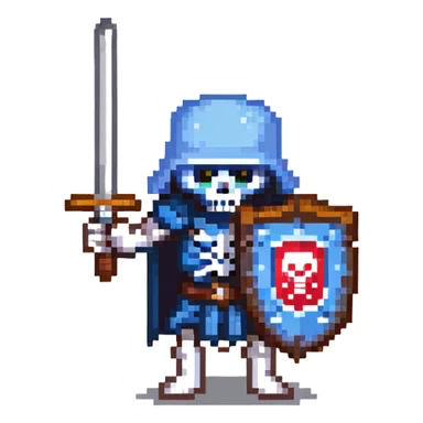 skeleton warrior with a sword and shield sticker