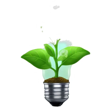 a plant sprout inside a glowing idea lightbulb sticker
