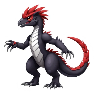 Dark Furry feather-mane Cool Edgy shiny Digimon-Fakemon-Guilmon-Velociraptor full body   sticker