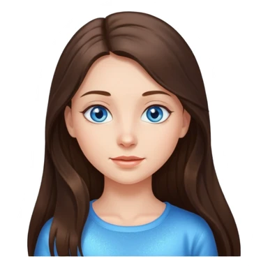 brunette long hair girl with blue eyes sparkling with love sticker