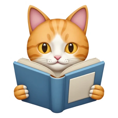Cat reading white book sticker