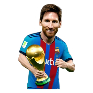 Lionel Messi holding World cup Trophy sticker