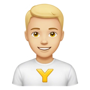cheerful supporter with a yellow "Y" logo on their shirt sticker