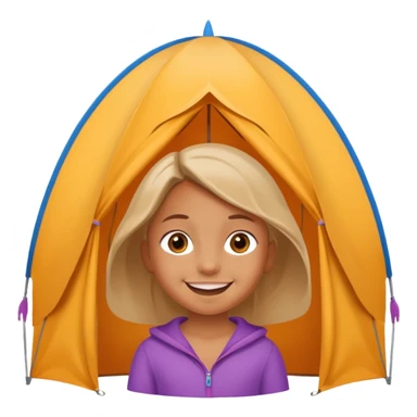 Seven-year-old girl on a trip under a tent sticker