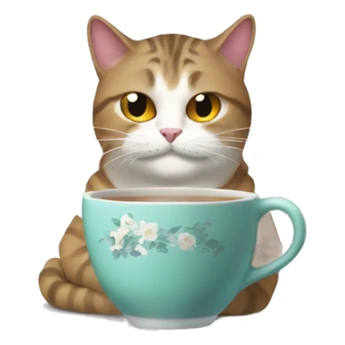 Judgmental cat sipping tea sticker