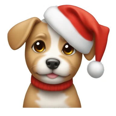 cute small puppy wearing christmas hat sticker