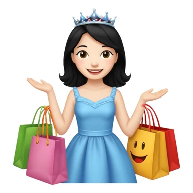 zadowlona czarnowłosa ksiezniczka jest zadowolona z zakupami sticker