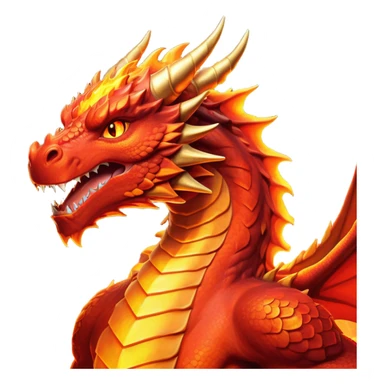 cinematic-noble-fierce-fire-dragon-portrait-emoji,-poised-and-imposing,-with-a-muscular,-scaled-body-ablaze-in-fiery-hues-of-crimson,-molten-orange,-and-molten-gold,-and-intense,-burning-eyes-that-mirror-the-heart-of-a-volcano;-rendered in detail sticker