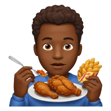 black man eating fried chicken sticker
