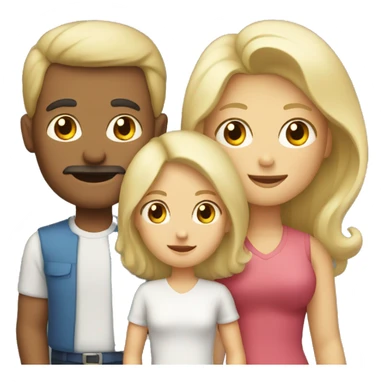 dark hair father and blond mother and two children sticker