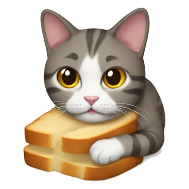 A cat with the head in a slice of bread  sticker