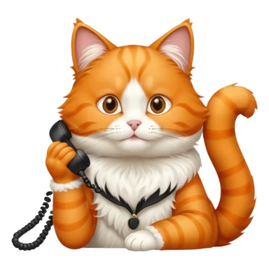 The orange cat is sitting and making a phone call. sticker
