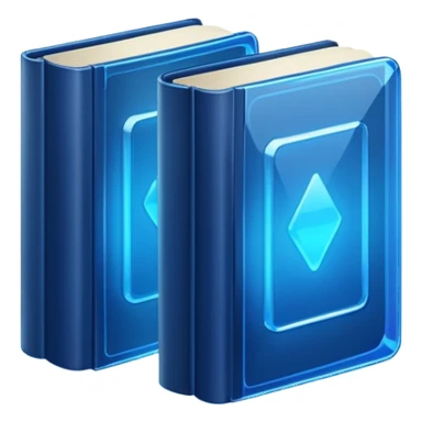 2 dark neon blue glass books sticker