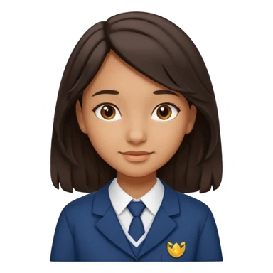 Quiero a una persona morena no tan morena , que sea una adolescente , que lleve uniforme escolar , con un pelo ondulado pero que sea negro castaño,pero no regido , pero que tenga una sonrisa suave, pero que este con un fondo blanco. Pero no tan ondulado tirando para liso sticker