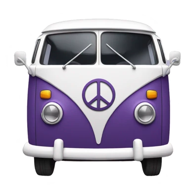 campervan purple white with peace sign instead of VW logo sticker