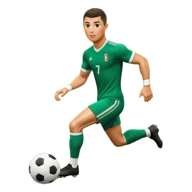 Ronaldo dribbling with a touch into a football sticker