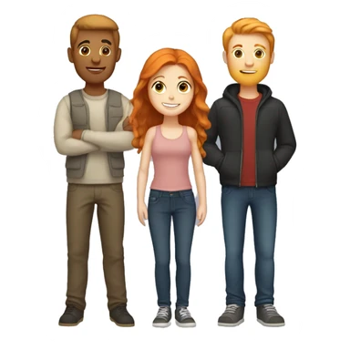 A couple with a ginger girl and brunette boy sticker