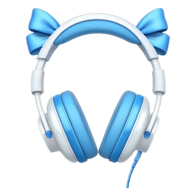 White headphones with blue bows sticker