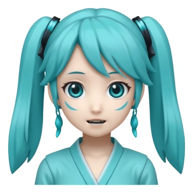 Hatsune miku with creepy face sticker