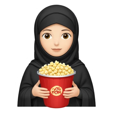 a burka holding a bucket of popcorn sticker