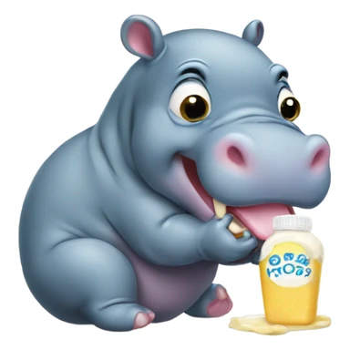 Baby hippo eating mayonnaise sticker