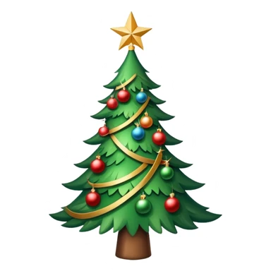 Christmas tree with ornaments and a star on top sticker