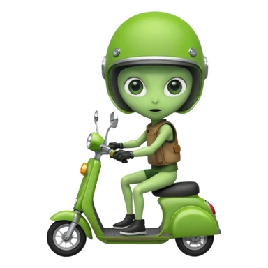 Alien riding a scooter sticker