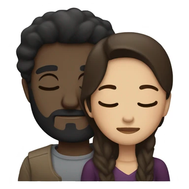 Dark man with dark beard and brunette woman asleep sticker