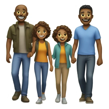 Family of four outdoor smiles with friends sticker