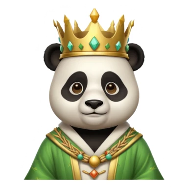 panda king portrait, head and shoulders only, bamboo-themed crown, royal robe collar, calm wise expression, cute fantasy style, 3D cartoon, mobile game icon style, clean background, no text, no watermark
 sticker