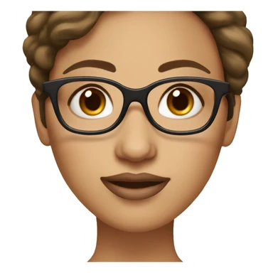 A brown-haired woman with big brown eyes and oval black glasses, long eyelashes and plump lips. sticker