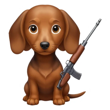 Dachshund dog Holding M16 sticker