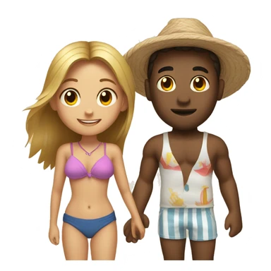 A girl on the beach with a guy sticker