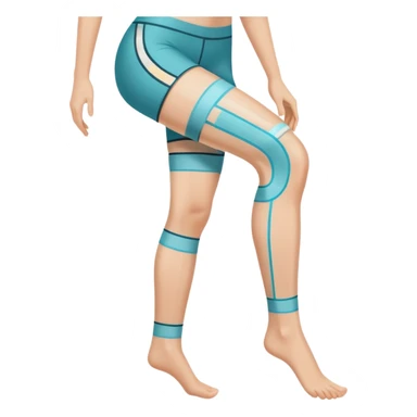 leg with kinesio tape (physiotherapy) around knee sticker