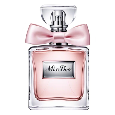 Dior miss dior eau de parfum, silver bow bottle, light pink sticker