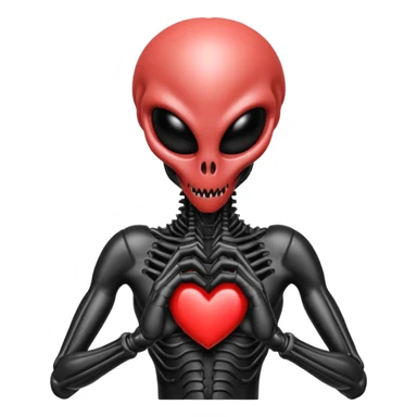 black xenomorph from the movie Alien making heart sign sticker